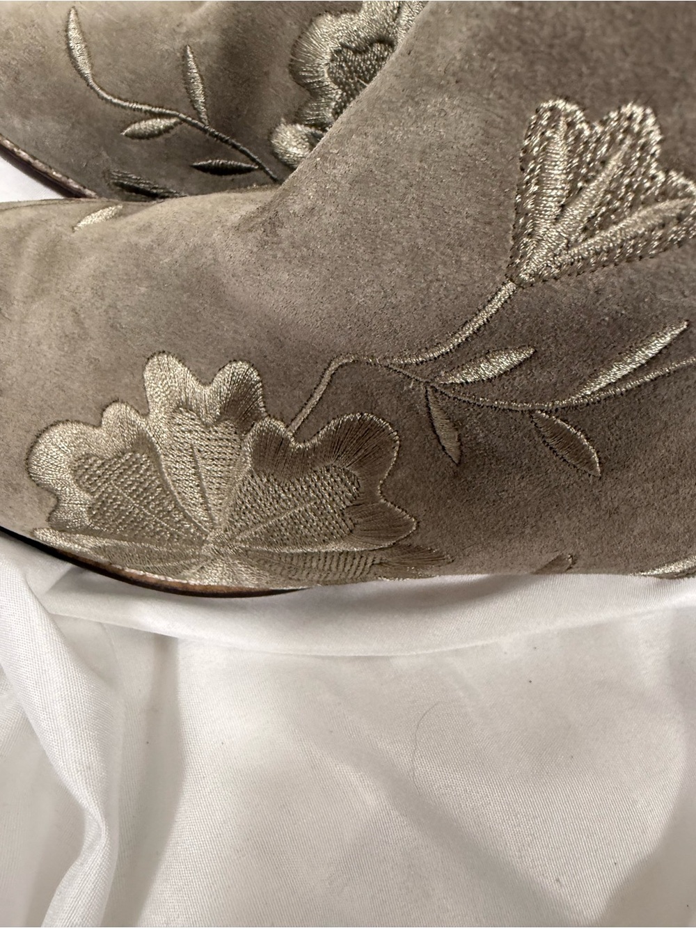 Seychelles Olive Suede Boots with Floral Embroidery size 9.5 - Picture 7 of 8